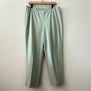 HOT COTTON Women Pants 100% Cotton Pull On Petite Large Lagenlook Beachy Green